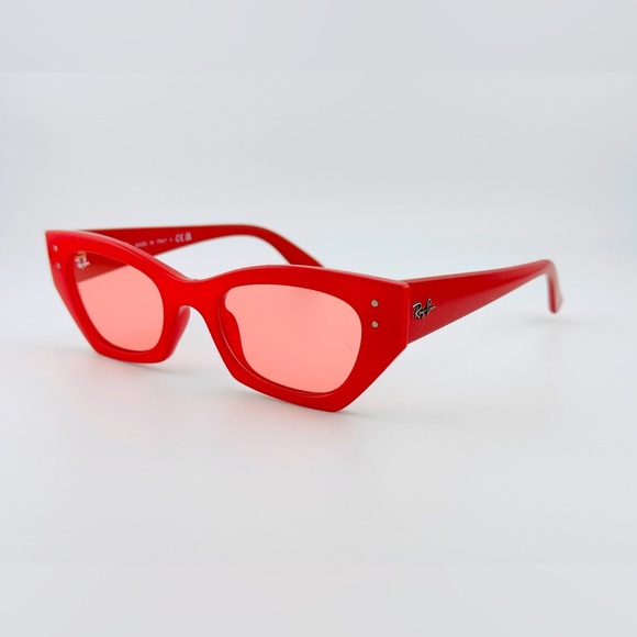 Ray-Ban Zena Sunglasses RB4430 Polished Red Cherry Frame with Pink Lenses Unisex - Picture 8 of 15
